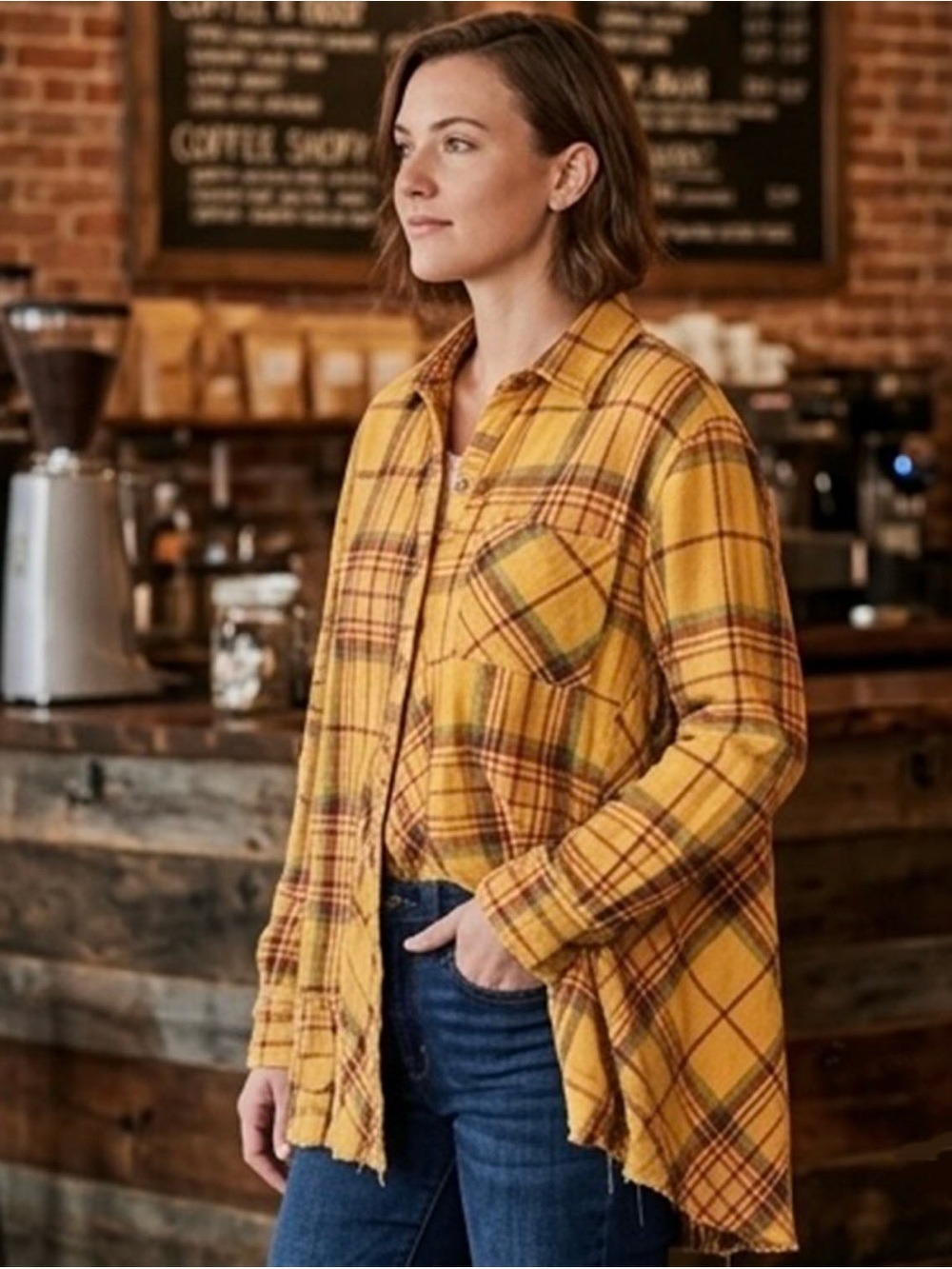 Free People We The Free Kalli Plaid Buttondown Shirt XS